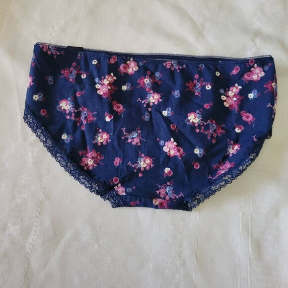 Ambrielle size 7 Large Cotten Spandex Navy Chintz Hipster Panty NWT - Picture 2 of 3